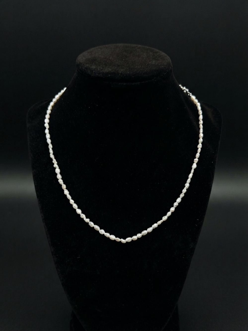 Vintage Freshwater Keshi Pearl Necklace Silver Clasp - 17”